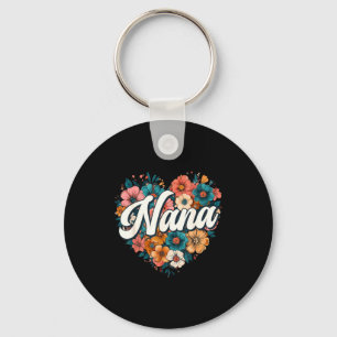 Nana floral heart flower mother's day vintage retr key ring