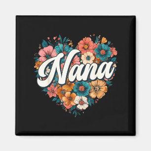Nana floral heart flower mother's day vintage retr magnet