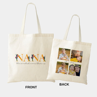 Nana Floral Personalised Photos Shopping Tote Bag