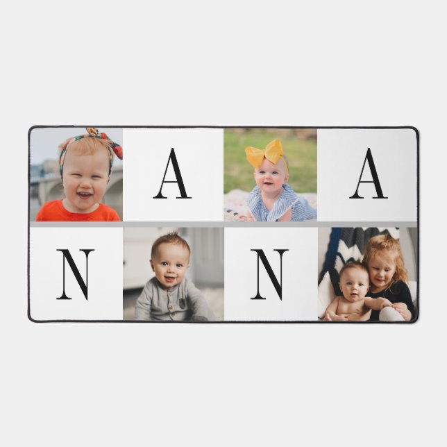 Nana Gift Modern 4 Photo Collage  Desk Mat (Front)