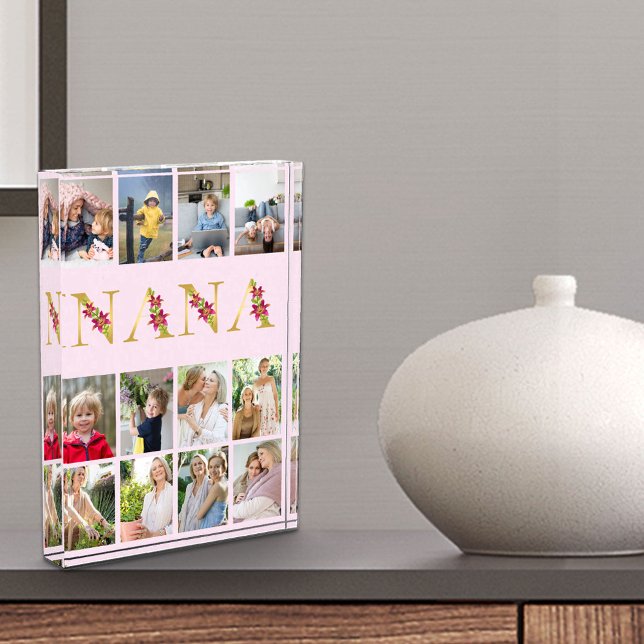 Nana Gold Floral Letters 12 Vertical Photo Collage (Creator Uploaded)