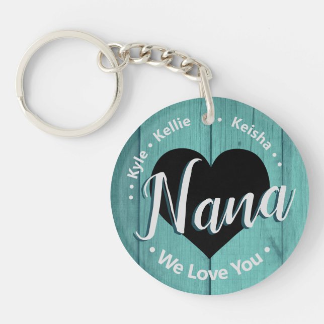 Nana Grand kids Personalised Name We Love You Keyc Key Ring (Front)