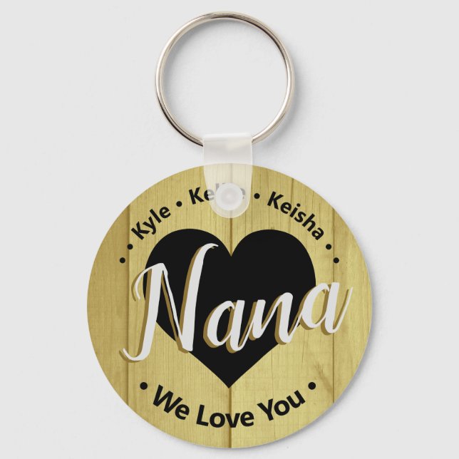 Nana Grand kids Personalised Name We Love You Keyc Key Ring (Front)