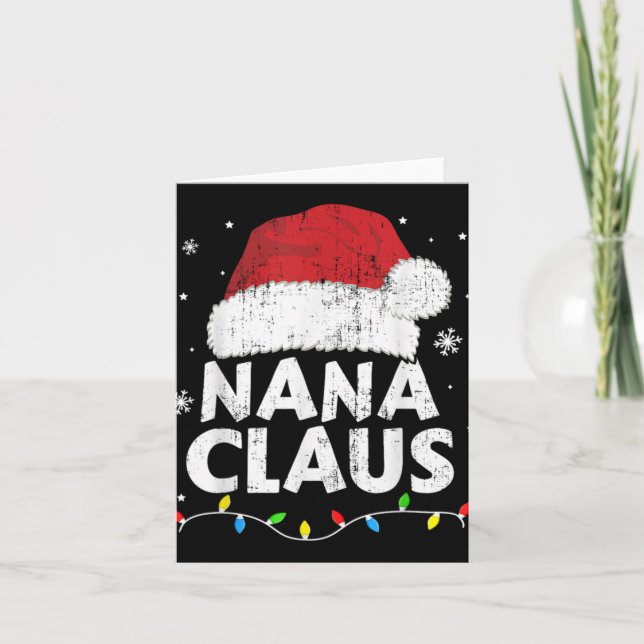Nana Grandma Claus Christmas Lights Matching Famil Card (Front)