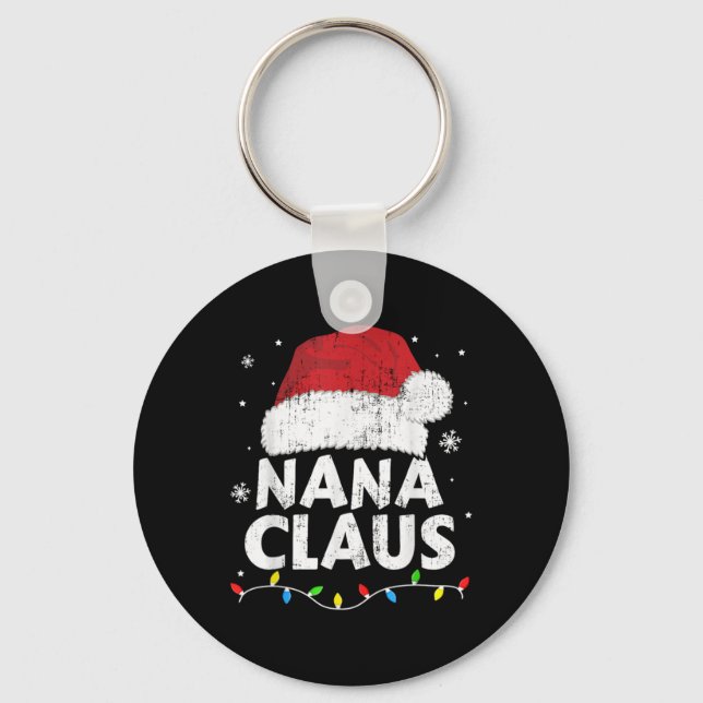 Nana Grandma Claus Christmas Lights Matching Famil Key Ring (Front)