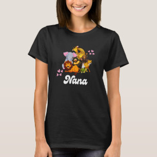 Nana Grandma Cute Zoo Animals Lion Giraffe Elephan T-Shirt