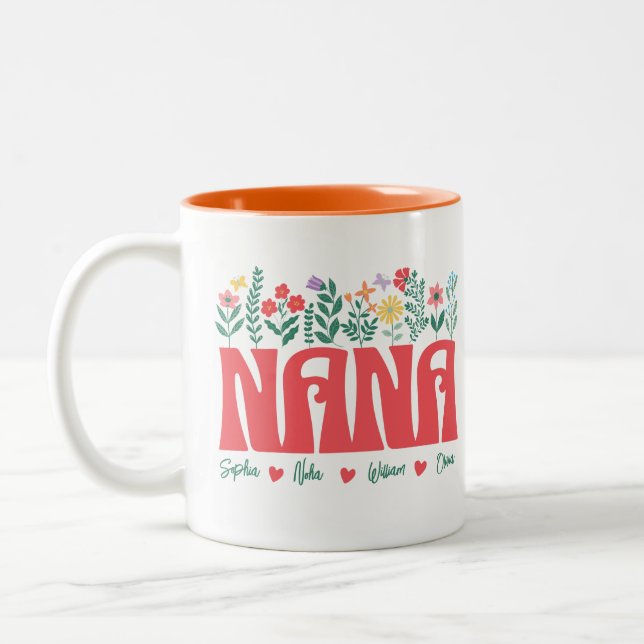 NANA GRANDMA GRANDMOTHER GRANNY -Customise it Two-Tone Coffee Mug (Left)