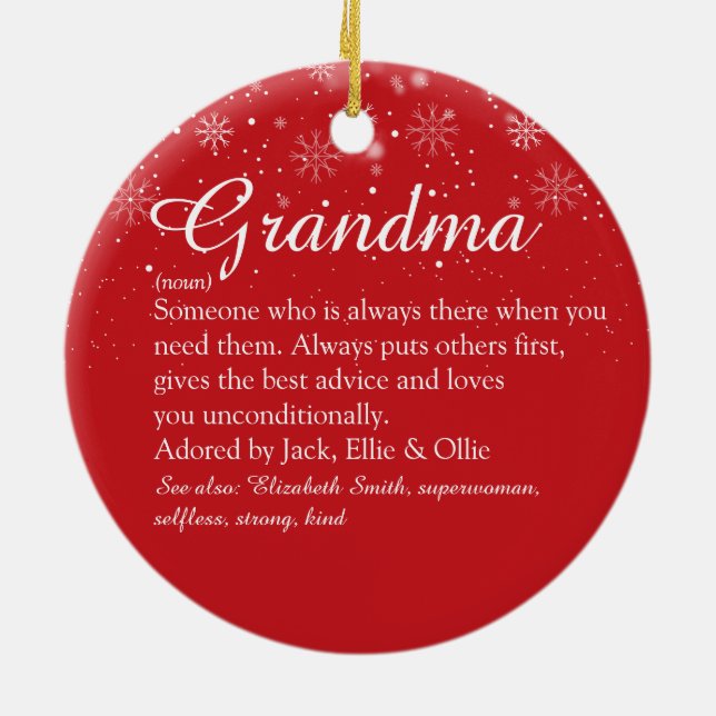 Nana Grandma Granny Definition Photo Christmas Ceramic Tree Decoration (Back)