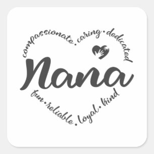 Nana, grandma Nana with heart words Square Sticker