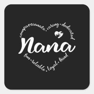 Nana, grandma Nana with heart words Square Sticker