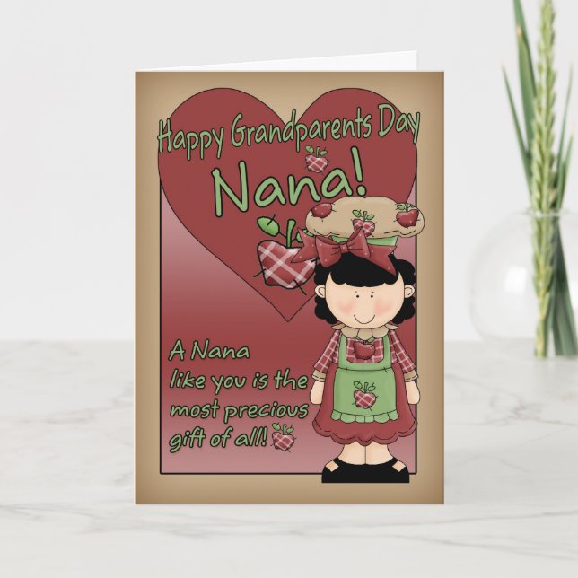 Nana Grandparents Day Card - Little Apple Lady (Front)