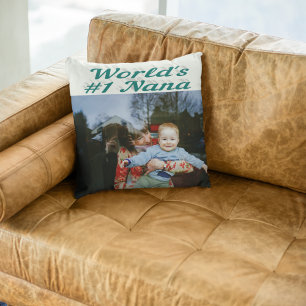Nana green text photo  cushion