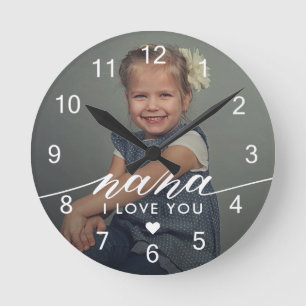 Nana I love You Elegant Photo Round Clock