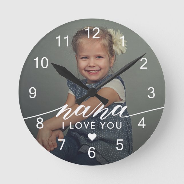 Nana I love You Elegant Photo Round Clock (Front)