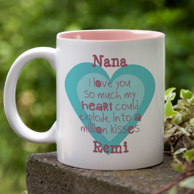 Nana I love you so much Turquoise Blue Love Heart Two-Tone Coffee Mug (Creator Uploaded)