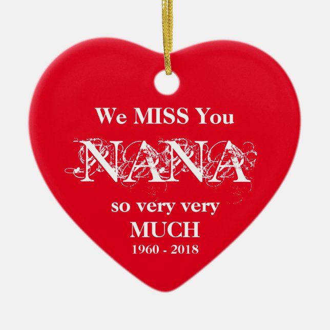 NANA In Loving Memory Personalized Family Names Ceramic Tree Decoration (Front)