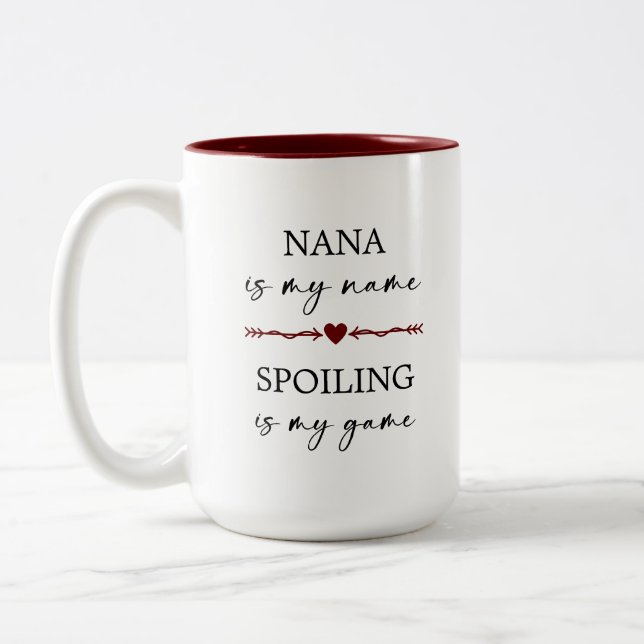 Nana is my Name Spoiling is my Game Photo Gift   Two-Tone Coffee Mug (Left)