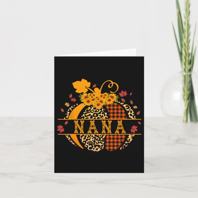 Nana Leopard Print Pumpkin For Grandma Nana Women  Card (Front)