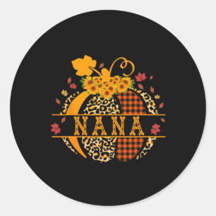 Nana Leopard Print Pumpkin For Grandma Nana Women Classic Round Sticker