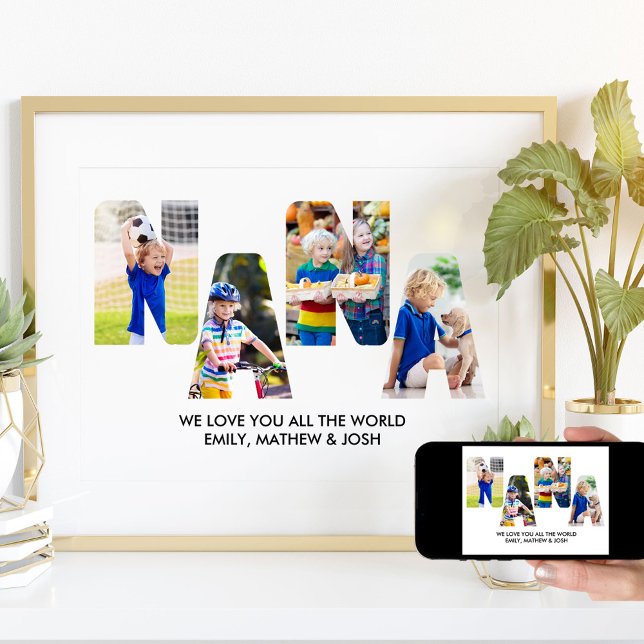 NANA Letter Cutout Photo Collage Grandkids Name Poster (Creator Uploaded)