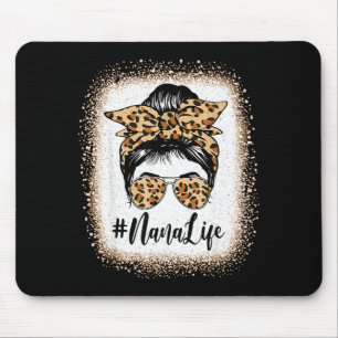 Nana life bleached leopard messy bun mother's day mouse mat