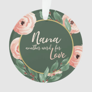 Nana Love Floral Berry Rose with Photo Ornament