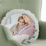 Nana Love Photo Pink Wildflower Floral Frame Round Cushion<br><div class="desc">Photo pillow with custom text which you can personalise for anyone or any occasion. The photo template is set up for you to add your picture, which is displayed in round shape. This elegant and delicate design has a floral photo frame with pink wild flowers and greenery. If you have...</div>