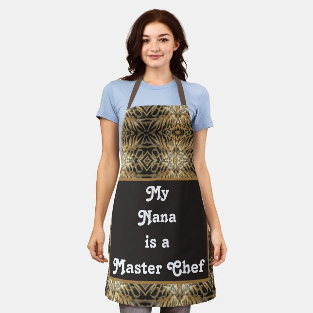 Nana Master Chef Elegant Brown Gold Grandma Apron (Worn)