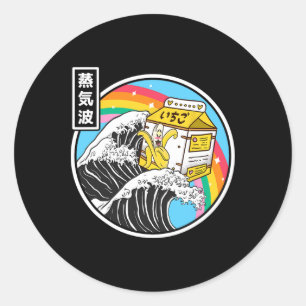 Nana Milk Surfing Kanagawa Wave Kawaii Anime Vapou Classic Round Sticker