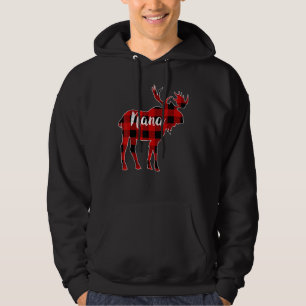 Nana Moose Red Buffalo Plaid Matching Family Chris Hoodie