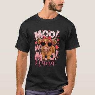 Nana Mother's Day Cattle Cow Sunglasses Bow Tie Fa T-Shirt