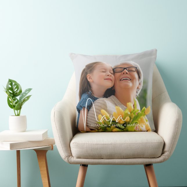 Nana Mothers day Text Overlay Script Chic Cushion (Chair)