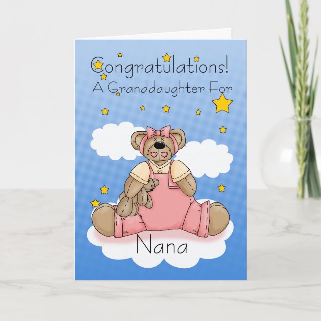 Nana New Baby Girl Congratulations Card (Front)