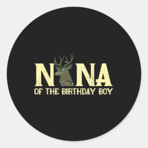 Nana Of The Birthday Boy Deer Hunter Camouflage Fl Classic Round Sticker