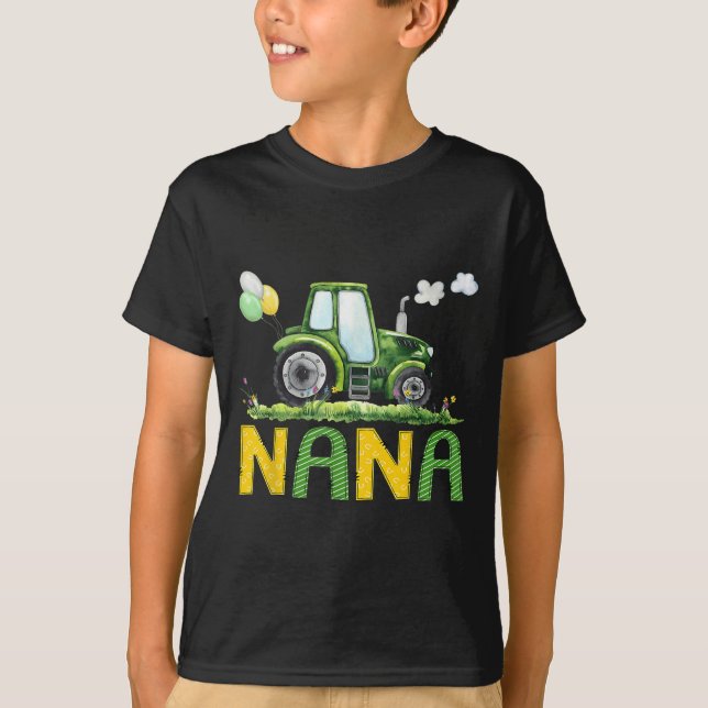Nana Of The Birthday Boy Tractor Farm Truck Matchi T-Shirt (Front)
