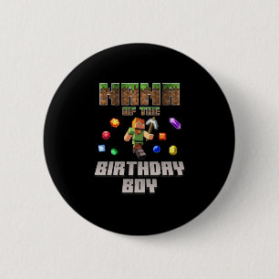 Nana Of The Birthday Boy Video Gamer Pixel Number  6 Cm Round Badge