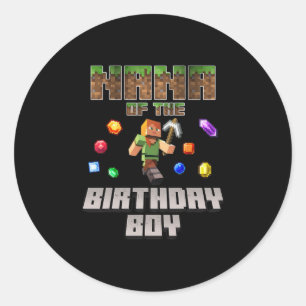 Nana Of The Birthday Boy Video Gamer Pixel Number  Classic Round Sticker