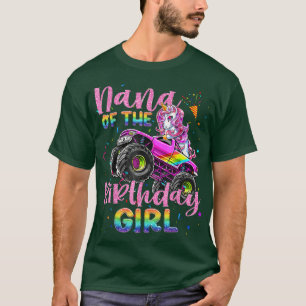 Nana Of The Birthday Girl Racing Unicorn Monster T T-Shirt