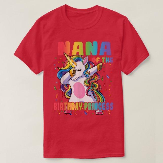 Nana of the Birthday Princess Dabbing Unicorn Girl T-Shirt (Design Front)