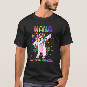 Nana Of The Birthday Princess Girl Dabbing Unicorn T-Shirt