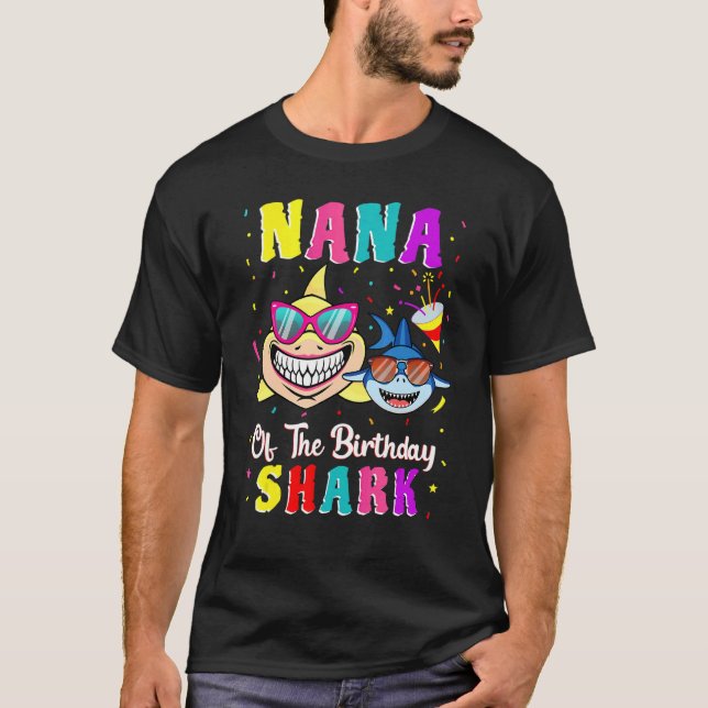 Nana Of The Shark Birthday Family Matching Birthda T-Shirt (Front)