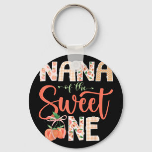 Nana of The Sweet One Peach 1st Birthday Girl Key Ring