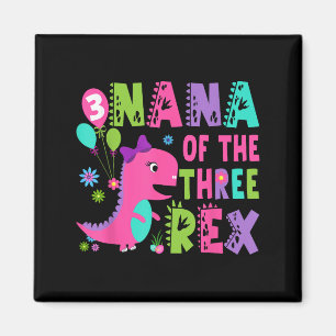 Nana Of The Three Rex Dinosaur T-rex 3rd Birthday Magnet