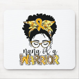 Nana Of Warrior Black Messy Bun Childhood Cancer A Mouse Mat