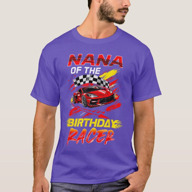 Nana ofhe Birthday Racer Race Car Party Family Mat T-Shirt (Front)