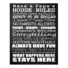 Nana & Papa's House Rules Chalkboard Poster