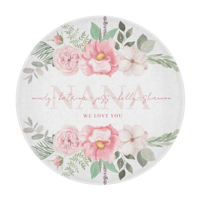 Nana Personalised Floral Cutting Board (Front)