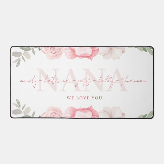 Nana Personalised Floral Desk Mat (Front)