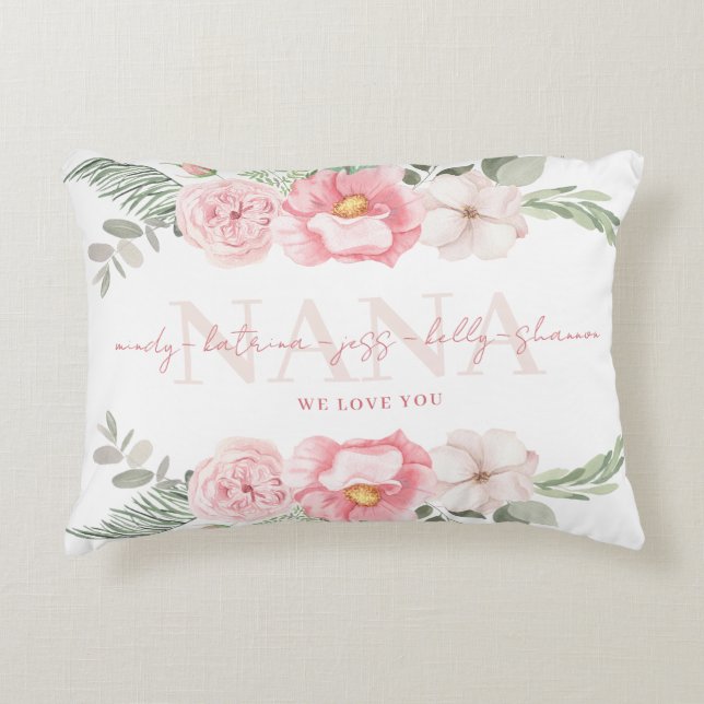Nana Personalised Floral Lumbar Pillow (Front)