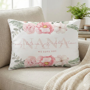 Nana Personalised Floral Lumbar Pillow